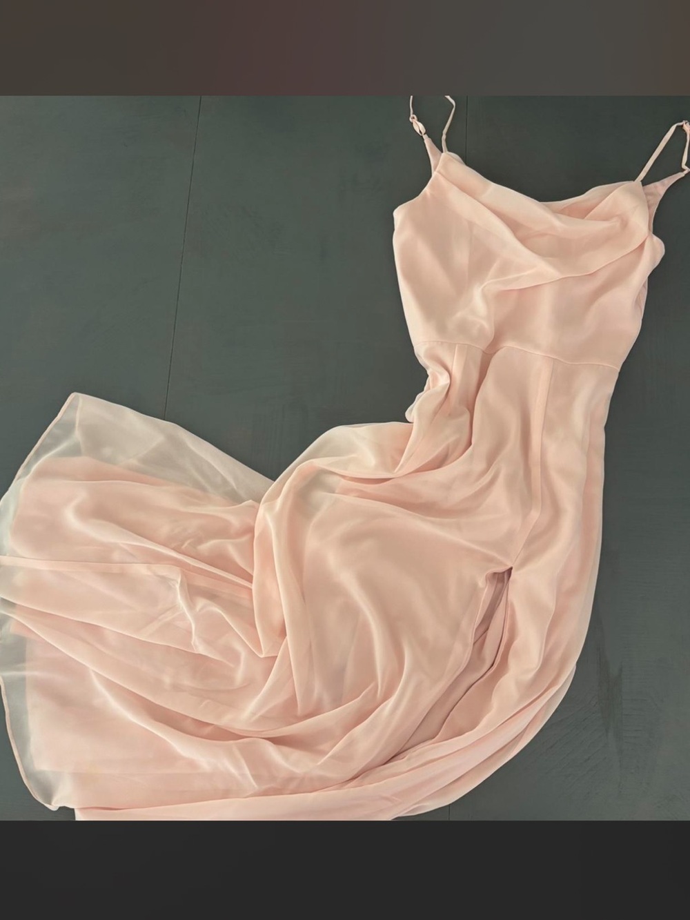 Soft Blush Maxi Slip Dress with Cowl Neck